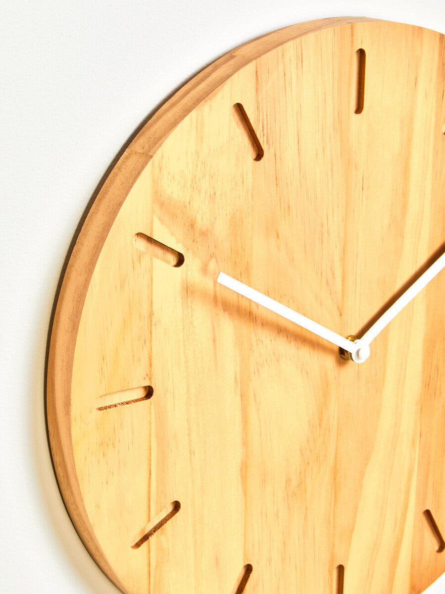 Vitus 35cm Dia Natural Finish Oak Wood Wall Clock