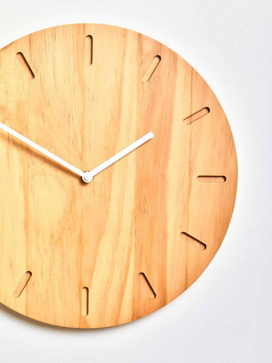 Vitus 35cm Dia Natural Finish Oak Wood Wall Clock