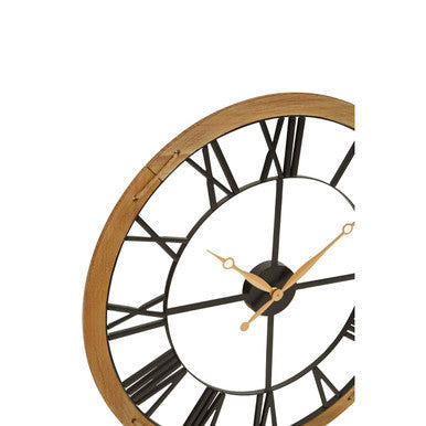 Vitus 60cm Dia Black Metal Wall Clock with Gold Finish Hands