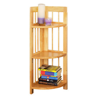 3 Tier Tropical Hevea Wood Corner Shelf Unit | Heva