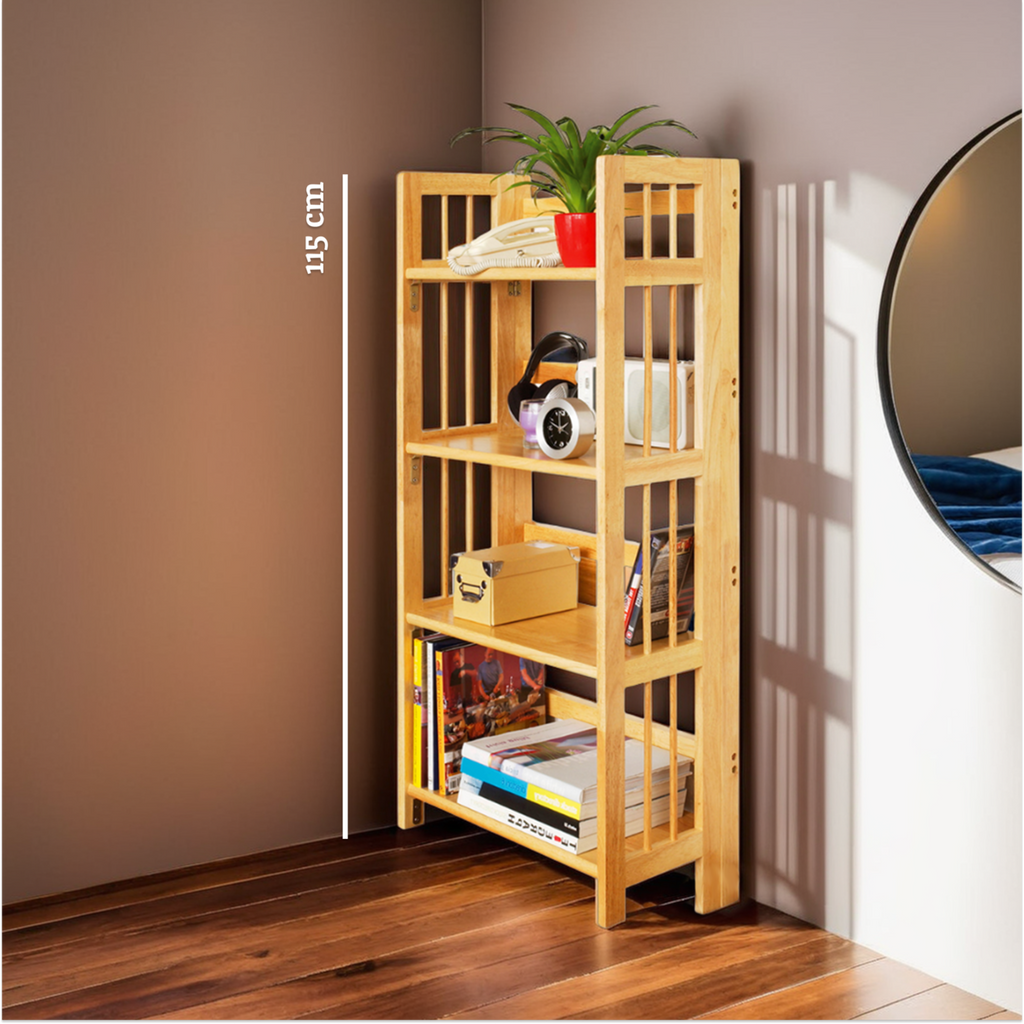 Four Tier Tropical Hevea Wood Shelf Unit | Heva