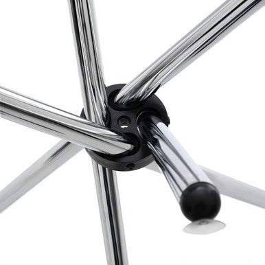 Clear Glass Top Round Dining Table with Silver Finish Metal Cross Base | Afton