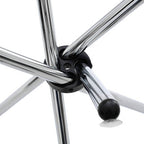 Clear Glass Top Round Dining Table with Silver Finish Metal Cross Base | Afton