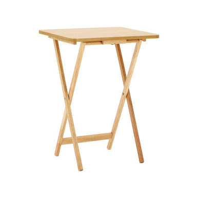 Natural  Hevea Wood Folding Snack Table with Sturdy Legs, Heva