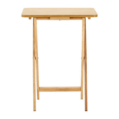 Natural  Hevea Wood Folding Snack Table with Sturdy Legs, Heva