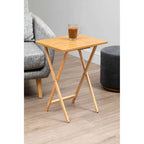 Natural  Hevea Wood Folding Snack Table with Sturdy Legs, Heva