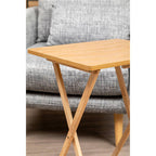 Natural  Hevea Wood Folding Snack Table with Sturdy Legs, Heva