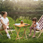 Natural  Hevea Wood Folding Snack Table with Sturdy Legs, Heva