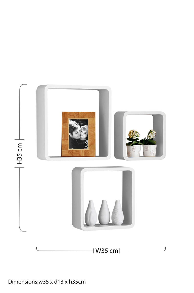Set of Three White Wall Cubes | Kayli