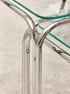 Silver Metal Frame and Clear Glass Top Nest of 3 Tables, Jordan