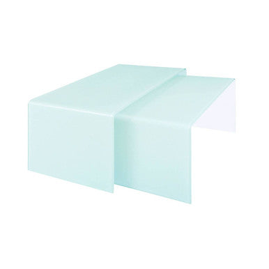 Nest of 2 Aqua Green Curved Glass Coffee Tables | Cascade