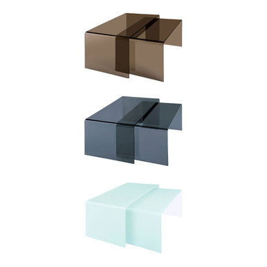 Nest of 2 Aqua Green Curved Glass Coffee Tables | Cascade