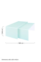 Nest of 2 Aqua Green Curved Glass Coffee Tables | Cascade