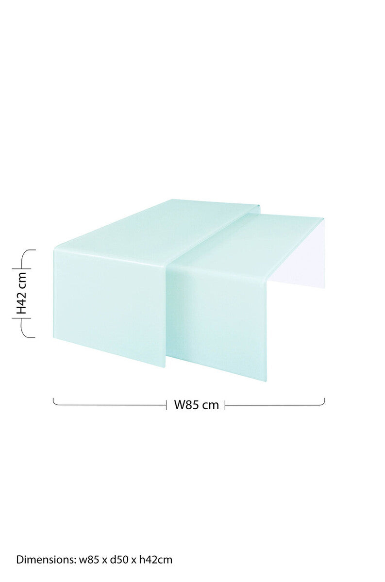 Nest of 2 Aqua Green Curved Glass Coffee Tables | Cascade