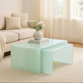 Nest of 2 Aqua Green Curved Glass Coffee Tables | Cascade