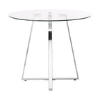 Silver Finish Round Glass Top and Steel Frame Dining Table | Metropolitan
