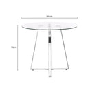 Clear Glass Round Dining Table with Silver Finish Metal Base | Metropolitan