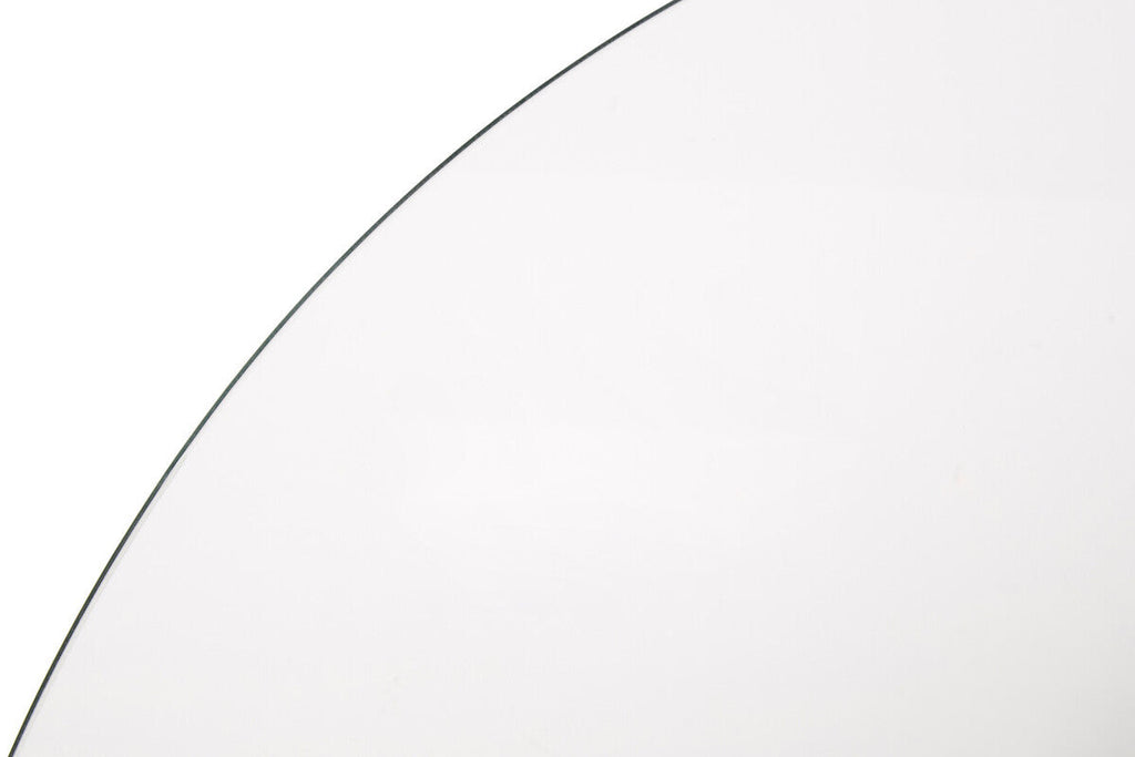 Clear Glass Round Dining Table with Silver Finish Metal Base | Metropolitan