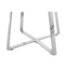 Silver Finish Round Glass Top and Steel Frame Dining Table | Metropolitan