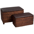 Cattail Leaf Woven Storage Ottoman - Set of 2