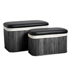 Black Set of 2 Bamboo Storage Ottoman | Bambi