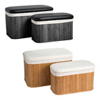 Black Set of 2 Bamboo Storage Ottoman | Bambi