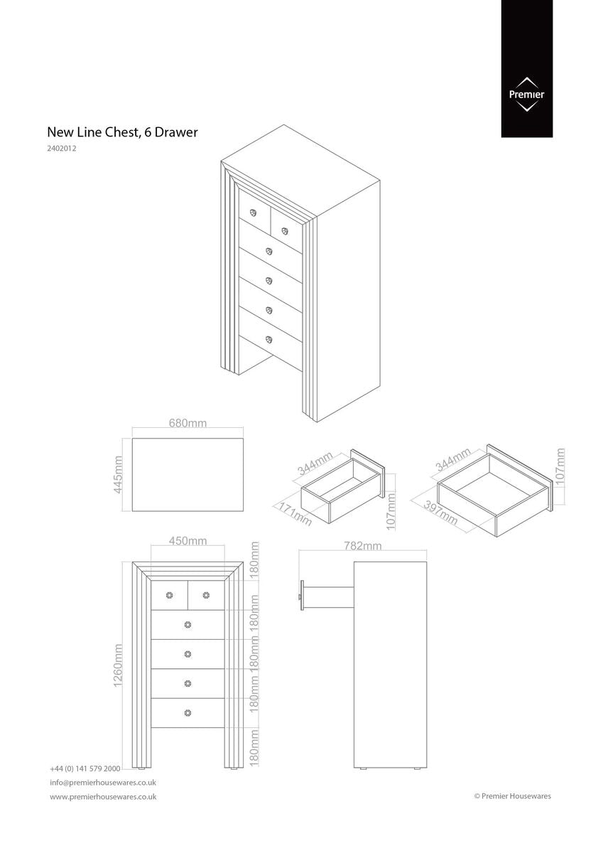 Mirrored 6 Drawer Chest | New Line