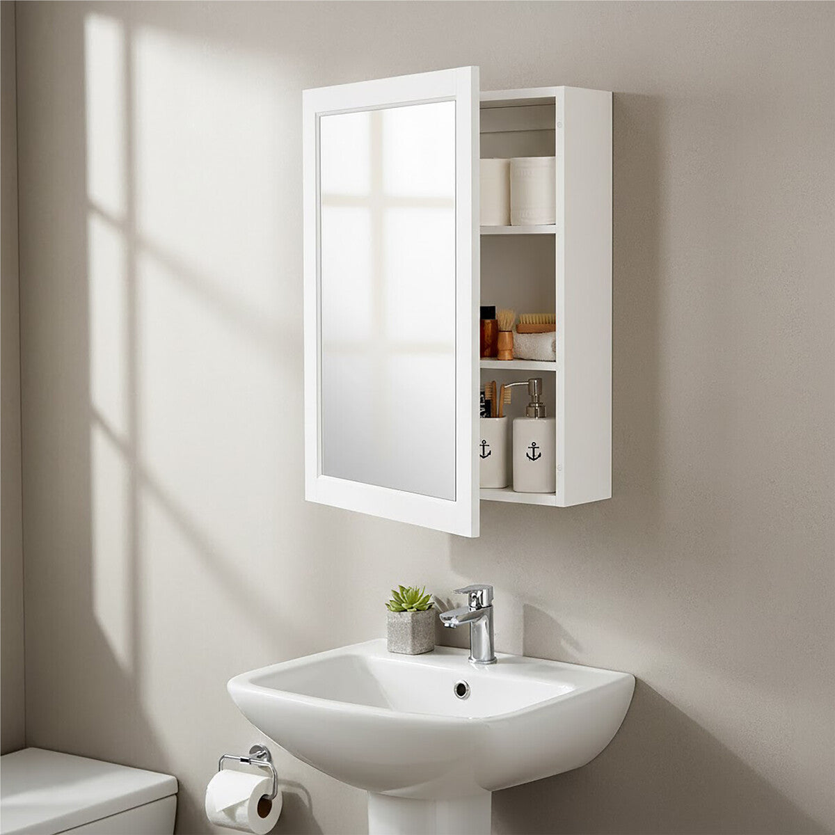 Mirrored Wall Cabinet with 2 Inner Shelves | Port
