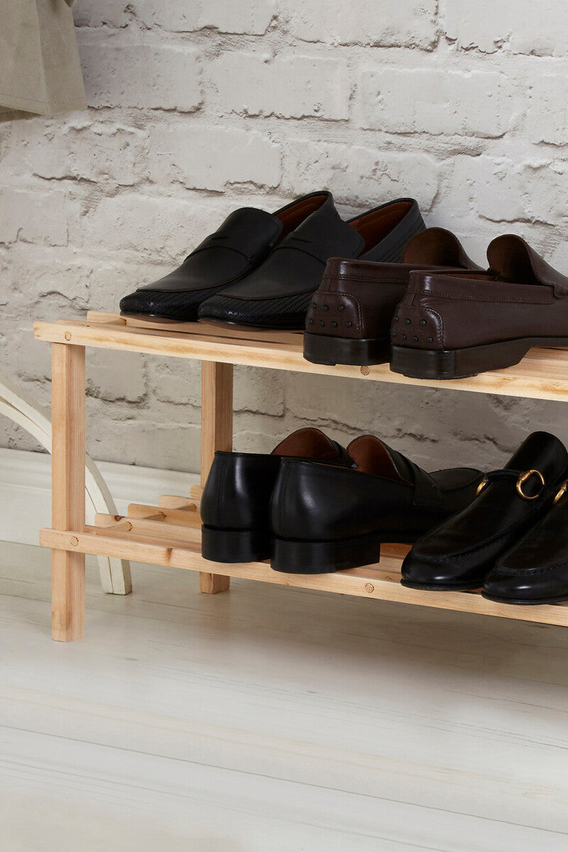 Natural and Cedar Wood 2 Tier Shoe Rack | Arla