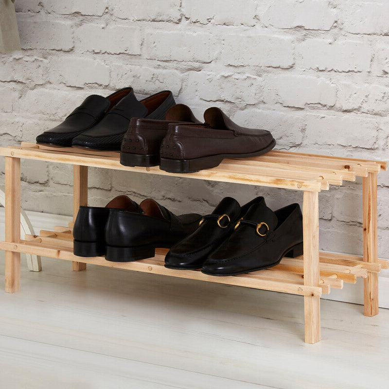 Natural and Cedar Wood 2 Tier Shoe Rack | Arla