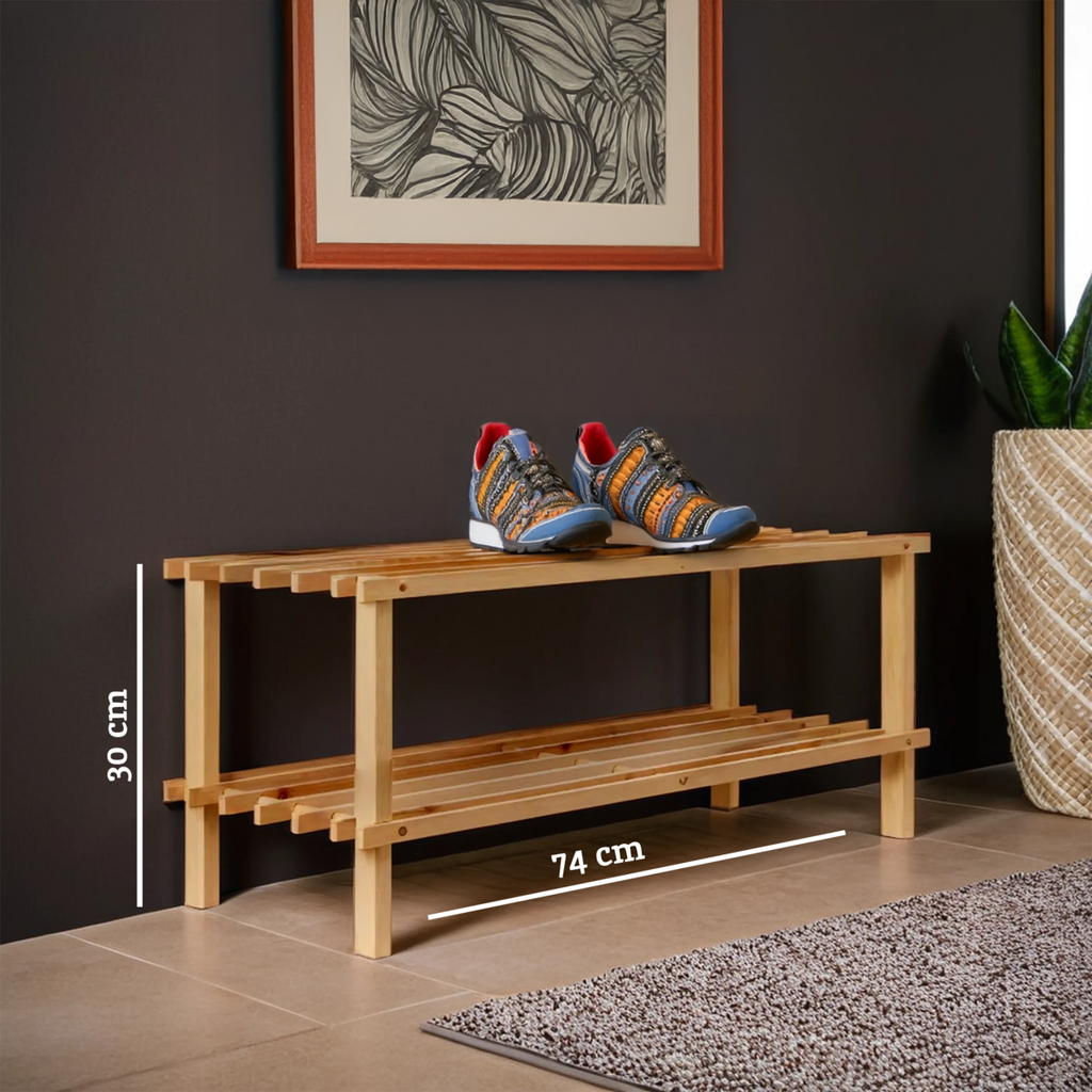 Natural and Cedar Wood 2 Tier Shoe Rack | Arla
