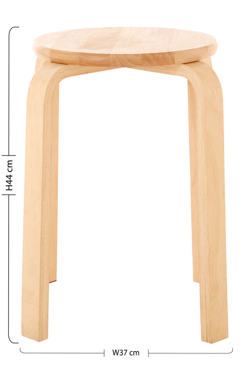 Tropical Hevea Wood Stackable Round Stool | Heva