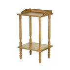 Natural Light Wood Hevea Rubberwood Side Table with Raised Lip Top and Bottom Tier Shelf | Heva