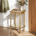 Natural Light Hevea Wood Side Table with Storage Drawer and Open Shelf | Heva