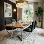 Black Leather Effect Chair with Stainless Steel Cross Legs | Diamante