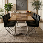 Black Leather Effect Chair with Stainless Steel Cross Legs | Diamante