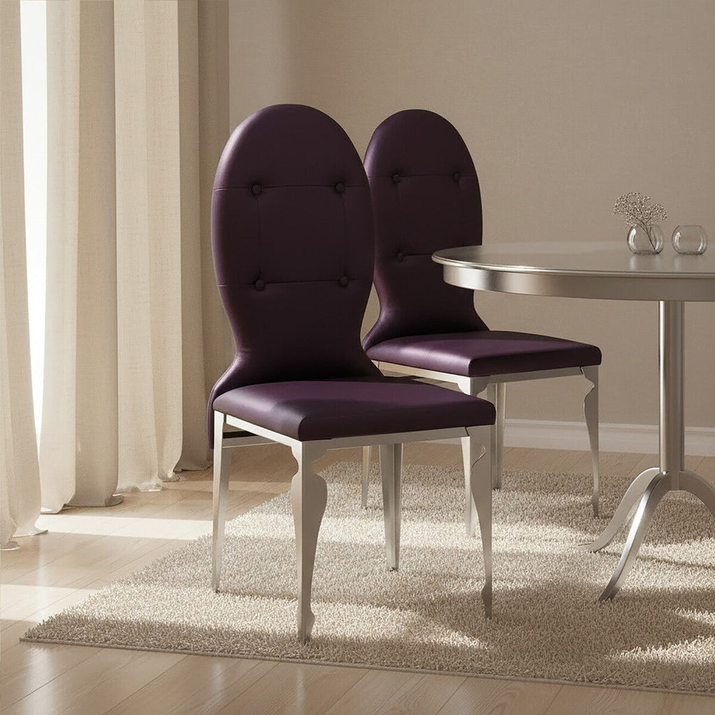 Purple Chair with Stainless Steel Legs | Silk Dining