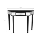 Black Mirrored Panel Top Console Table with 1 Drawer and Cunninghamia Wood Legs | Clavier