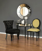 Black Mirrored Panel Top Console Table with 1 Drawer and Cunninghamia Wood Legs | Clavier