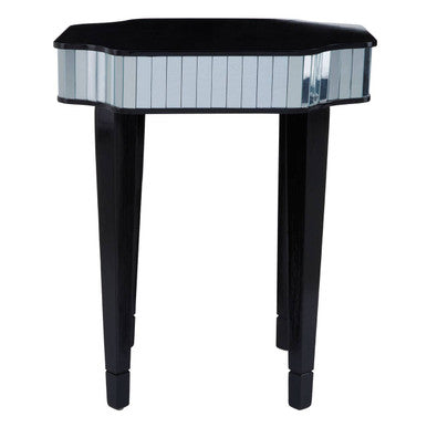 Black Mirrored Detail Top Side Table with Smooth Surface | Clavier