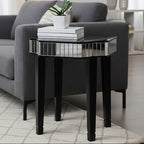 Black Mirrored Detail Top Side Table with Smooth Surface | Clavier