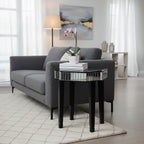 Black Mirrored Detail Top Side Table with Smooth Surface | Clavier