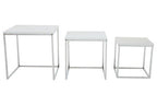 Matte White Top Nest of 3 Tables with Chrome Frame | Fulton