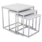 Matte White Top Nest of 3 Tables with Chrome Frame | Fulton