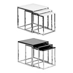 Matte White Top Nest of 3 Tables with Chrome Frame | Fulton