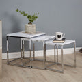 Matte White Top Nest of 3 Tables with Chrome Frame | Fulton
