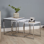 Matte White Top Nest of 3 Tables with Chrome Frame | Fulton