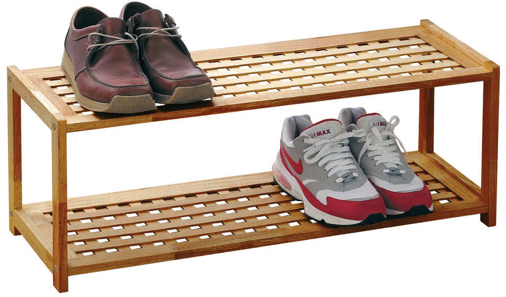 2 Tier Walnut Wood Shoe Rack | ARLA