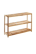 3 Tier Walnut Wood Grid Design Shoe Rack | Arla