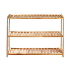 3 Tier Walnut Wood Grid Design Shoe Rack | Arla